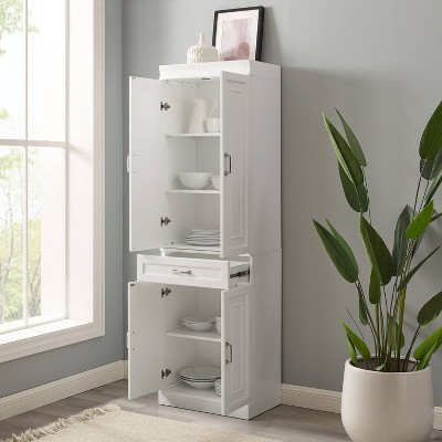 White Recessed Panel Kitchen Storage Pantry Cabinet