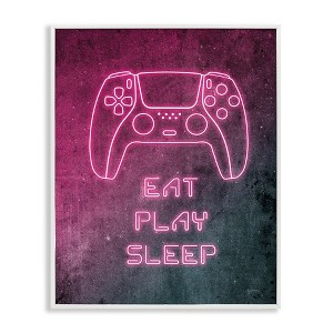 Stupell Industries Eat Play Sleep Pink Gamer Framed Giclee Art - 1 of 4