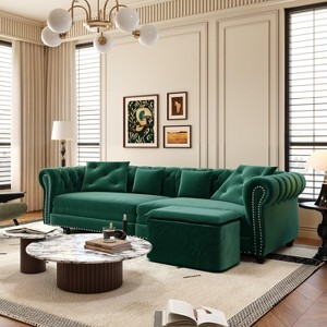 KTMBDW 89'' 3-in-1 Folding Convertible Sofa Bed, Pullout Sofa, Modern Velvet Fabric, Movable Ottoman, Easy Assembly, Perfect for Living Room - 1 of 4