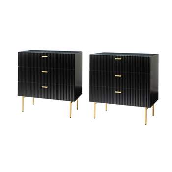 Brian 32'' Tall  3 Drawer  Bachelor  Chest with storage for bedroom,Set of 2 |  ARTFUL LIVING DESIGN