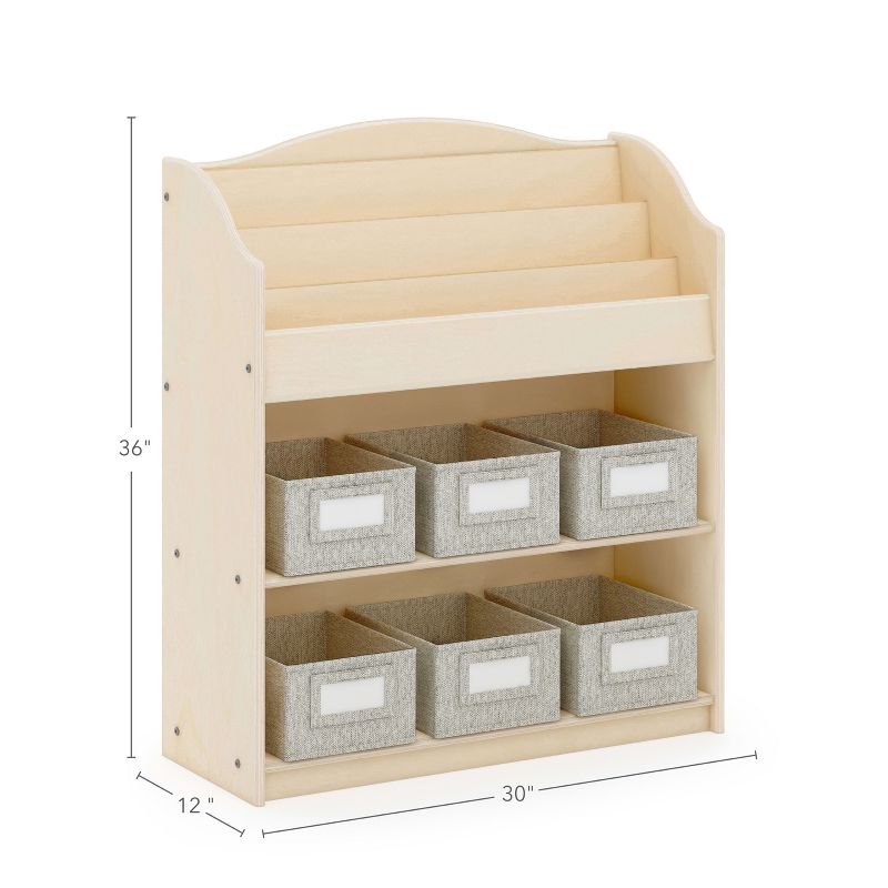 Guidecraft EdQ Book and Bin Browser: Wooden Bookcase with Tiered Shelves and Cubbies, Toddler Playroom Furniture and Cube Organizer, 4 of 5