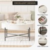 Round Coffee Table with Storage with Drawers Farmhouse Circle Table, Wood Accent Center Table Natural Living Room Tables - 4 of 4
