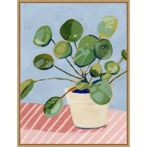 18" x 24" Plant on Pink I by Victoria Borges Framed Wall Canvas - Amanti Art: Modern Lithograph, Sawtooth Back Mount - 1 of 4
