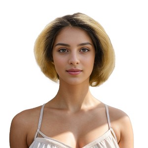 Unique Bargains Women's Straight Short Hair Wig 13x4x1in 150 Real Human Hair 6in 1 Pc - 1 of 4