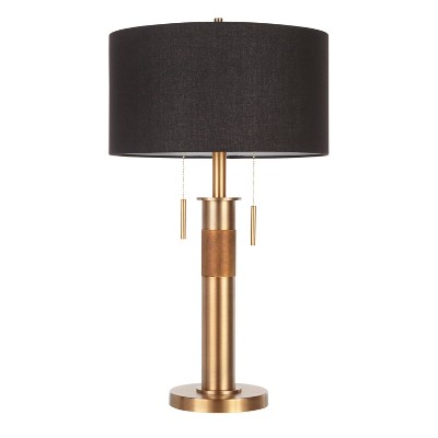 Trophy Industrial Table Lamp with Linen Shade (Includes LED Light Bulb) Black - LumiSource