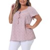 Agnes Orinda Women's Plus Size Floral Short Sleeve Beach Square Hollow Tassel Tie Neck Peasant Tops - 2 of 4