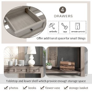 PAGED 63" Rustic Chic Console Table with 4 Drawers & Lower Shelf, Entryway Table with Storage, Solid Wood Entryway Sofa Table - 1 of 4