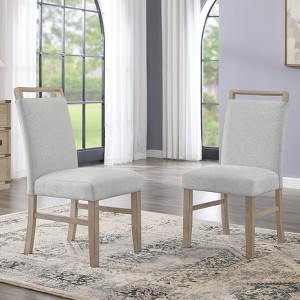 Roundhill Furniture Zelalle Upholstered Dining Chairs, Light Gray Fabric with Rubberwood Legs, Set of 2 - 1 of 4