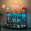 Zarler 4-Tier Bar Cabinet with Power Outlet, Bar Cabinet with LED, Liquor Stand with Lights, Metal Mini Bar Table, 47.3"x15.8"x 36", Black/Brown/Gray - 2 of 4
