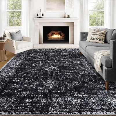 Washable Runner Rug, Non-Slip, Vintage Floor Carpet, Low Pile, Distressed Pearl Velvet, Foldable, Soft, Bathroom, Laundry, Entryway