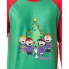 Peanuts Mens' Christmas Holiday Season Sing Along Sleep Pajama Set Green - 2 of 4
