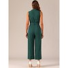 Allegra K Women's Button Down Collared Wide Leg Tie-Waist Sleeveless Jumpsuits - image 4 of 4