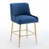 SEYNAR Modern Velvet 37'' H Metal Leg Counter or Bar Stools Set of 4 - 4 of 4