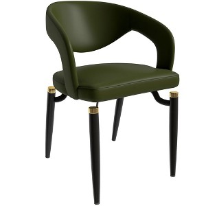 LeisureMod Entice Modern Dining Chairs Upholstered Leather Seat Curved Back Metal Legs - 1 of 4