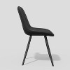 2-Pack Black PU Leather Dining Chairs - Diamond Stitch Ergonomic Design w/Iron Frame - 3 of 4