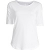 Lands' End Women's Supima Micro Modal Elbow Sleeve Balletneck Curved Hem Top - 2 of 3