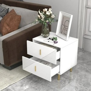TIRAMISUBEST White Nightstand with Drawers:Black Nightstand Bedside Table,Modern Nightstand Wood Nightstand, Night Table for Bedroom Bed Stand - 1 of 4