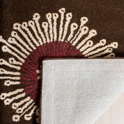 Brown and Multi Wool Viscose Square Area Rug