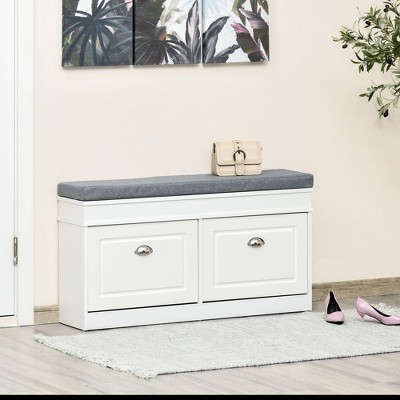 VYNXARIA Modern White Shoe Rack Bench - Comfortable, Spacious & Multifunctional for Entryways