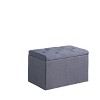 Ore International Tufted Shoe Storage Ottoman Blue: Upholstered Rectangular Bench, MDF Frame, No Assembly Required - 2 of 4