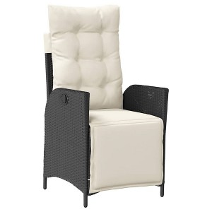 vidaXL Reclining Garden Chair Black PE rattan, powder-coated steel - 1 of 4