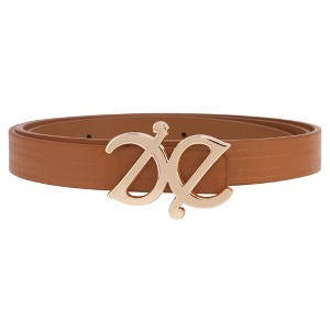 INSPIRE CHIC Women Reversible Faux Leather 0.7" Width Jacquard with Gold Buckle Belts 1Pc - 1 of 4