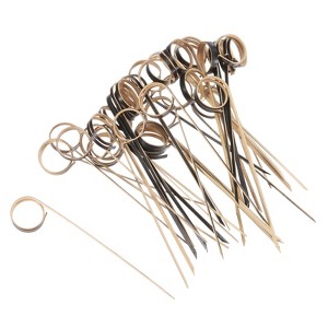 Unique Bargains Disposable Looped Ring Bamboo Fruit Decorative Cocktail Picks 100 Pcs - 1 of 4