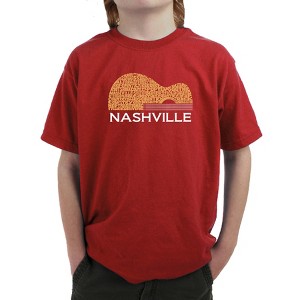 LA Pop Art Nashville Guitar - Boy's Word Art T-Shirt - 1 of 4