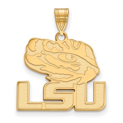 Black Bow Jewelry 14k Yellow Gold Louisiana State Fighting Tigers NCAA Large Pendant