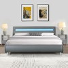 DOMETOUR Faux Leather Platform Bed Frame, LED Lighting, Curve Design, Wood Slats, No Box Spring, Easy Assembly, Queen Size, Gray - 2 of 4