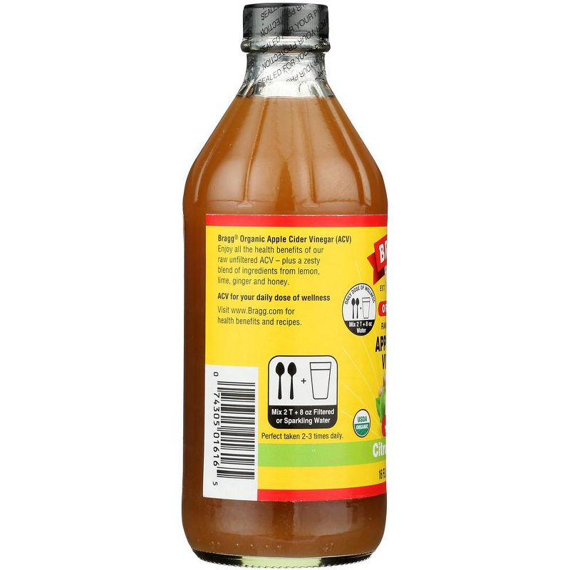 Bragg Organic Raw Unfiltered Citrus Ginger Apple Cider Vinegar - Case of 12/16 oz, 5 of 8
