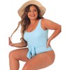 Agnes Orinda Women's Plus Size Flattering High Waisted Tie One Piece Swimwear Sets - 3 of 4