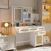 Makeup Vanity with Lights in 3 Colors & Openable Mirror, Vanity Desk with 4 Drawers, 1 Cabinets and Shelves, Vanity Table Rattan Vanity Dresser - 2 of 4