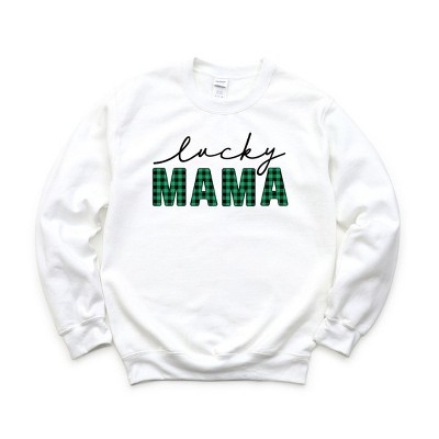 Simply Sage Market Women's Graphic Sweatshirt Lucky Mama Buffalo Plaid