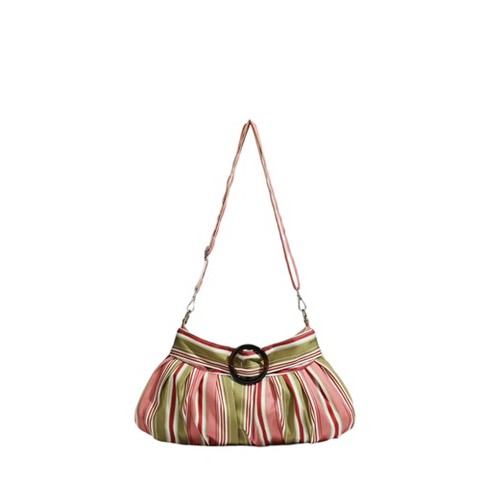 Сумки Alilang Striped Shoulder for Women, Slouchy Underarm Purse with Adjustable Strap - Green