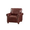 Faux Leather Single Sofa Chair with Solid Wood Legs and Nailhead Trim - 3 of 4