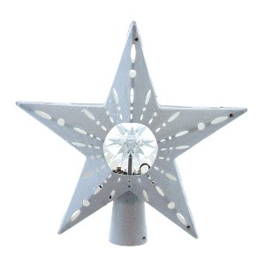 Kurt Adler 12.2-Inch Pre-lit White Glitter Iridescent Star Tree Topper - 1 of 4
