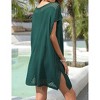 Women's Crewneck Cover Up Dress Fashion Knit Eyelet Beach Dresses Summer Loose Fit Coverup Mini Dress - 3 of 4