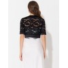 INSPIRE CHIC Women's Lace Round Neck Satin Panel Short Sleeve Bolero Shrugs - 3 of 4