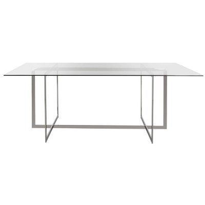 Fidel Polished Glass Top Dining Table Chrome - Safavieh