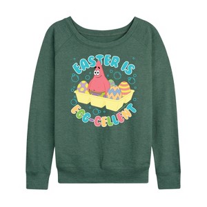 Women's - SpongeBob Squarepants - Easter Is Egg Lightweight French Terry Wide Neck Long Sleeve Shirt - 1 of 4