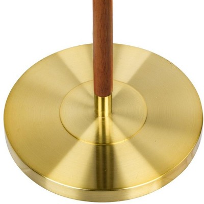 Brown and Brass Mid-Century Modern Floor Lamp with Table