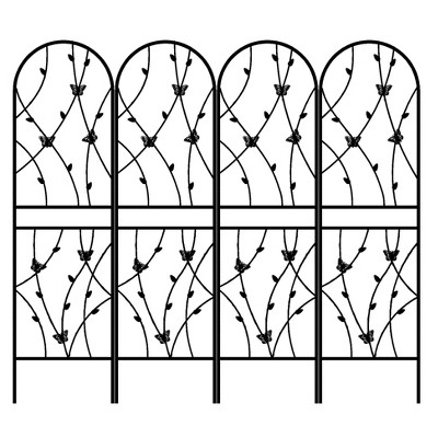 Lirago Black, 70.86"H * 19.68"W * 0.51"D, 4 pieces, Weatherproof Multi-functional Outdoor Screen - Laser-Cut Galvanized Steel Panel