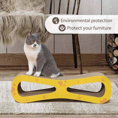Sevobal Pet Scratcher Reversible Cat Scratcher Lounge Bed, Corrugated Cardboard with Catnip, Brown, 29.5"*8.65 "*8.25"