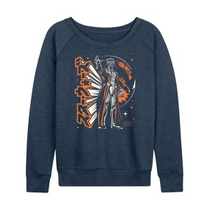 Women's - Star Wars - Darth Vader Grip On The Galaxy Lightweight French Terry Wide Neck Long Sleeve Shirt - 1 of 4