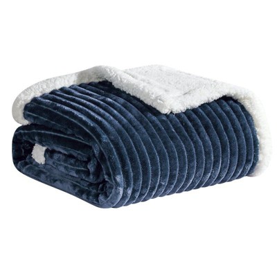 Kate Aurora Ultra Soft & Plush Cozy Corduroy Faux Shearling Accent Throw Blanket - 50"x60"