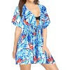 HAPPY BAY Women's Beachwear Summer Swim Beach Dress Cover Ups for Swimwear Women Short Fall Swimsuit Coverups for Women Tops XL-XXL Blue, Leaf - 2 of 4