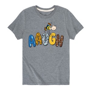Boys' - Peanuts - Aaugh Pattern Charlie Brown Short Sleeve Graphic T-Shirt - 1 of 4