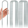 Zevemomo 8-Pack 12" U-Shaped Trampoline Stakes, Heavy Duty Steel Ground Anchors for Outdoor Trampolines Canopies Camping Tents Football Goals, Silver - 2 of 4