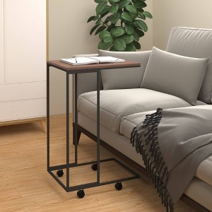 vidaXL Side Table with Wheels Black 15.7 in.x11.8 in.x25 in. Engineered Wood - 1 of 4